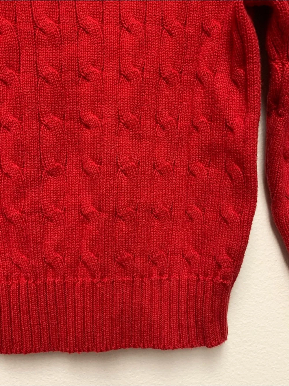 Polo Ralph Lauren Cable Knit Red Crew Neck Long Sleeve Sweater Youth Size 5